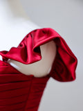 Niulatu Mermaid Red Satin High Low Prom Dresses Evening Gowns S3871