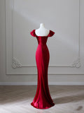 Niulatu Mermaid Red Satin High Low Prom Dresses Evening Gowns S3871