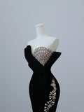 Niulatu Mermaid Sweetheart Black Long Prom Dresses Evening Gowns S3873