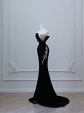 Niulatu Mermaid Sweetheart Black Long Prom Dresses Evening Gowns S3873