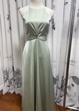 Niulatu Simple A Line Halter Satin Long Bridesmaid Dress HZ1110