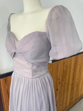 Niulatu A Line Lilac Chiffon Long Bridesmaid Dress HZ1110