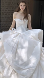 Niulatu Ball Gown Strapless Satin Long Wedding Dresses HZ1110