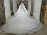 Niulatu Ball Gown Off The Shoulder Satin Tulle Sequin Beaded With Veil Long Wedding Dresses HZ1110