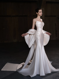 Niulatu Mermaid Strapless Satin Applique Long Wedding Dresses HZ1110