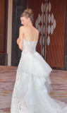 Niulatu Mermaid Strapless White Lace Tulle Long Wedding Dresses HZ1110
