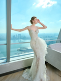 Niulatu Mermaid Sweetheart Lace Tulle Long Wedding Dresses HZ1110