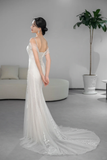 Niulatu Mermaid Spaghetti Straps Tulle Beaded Long Wedding Dresses HZ1110