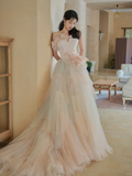 Niulatu Ball Gown Strapless Satin Tulle Long Wedding Dresses HZ1110