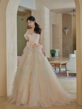 Niulatu Ball Gown Strapless Satin Tulle Long Wedding Dresses HZ1110