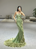 Niulatu Elegant Mermaid Halter Satin Sequin Slit Long Prom Dresses HZ1110