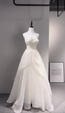 Niulatu A Line Strapless Chiffon Long Wedding Dresses HZ1110