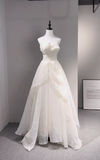 Niulatu A Line Strapless Chiffon Long Wedding Dresses HZ1110