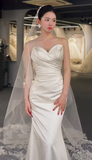 Niulatu Classy Mermaid Strapless Satin With Veil Long Wedding Dresses HZ1110