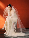 Niulatu Mermaid Strapless Satin Lace With Sleeves Long Wedding Dresses HZ1110