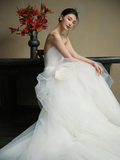 Niulatu Mermaid Strapless Satin Tulle With Veil Long Wedding Dresses HZ1110