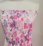 Niulatu A line Strapless Sleeveless Pink Floral Cocktail Dress Short Birthday Outfits SD388