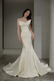 Niulatu Mermaid Strapless Satin Long Wedding Dresses HZ1110