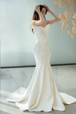 Niulatu Mermaid Strapless Satin Long Wedding Dresses HZ1110