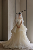 Niulatu Ball Gown Off The Shoulder Tulle With Veil Long Wedding Dresses HZ1110