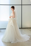 Niulatu Ball Gown Strqpless Tulle With Veil Long Wedding Dresses HZ1110