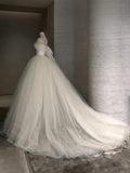 Niulatu Ball Gown Strqpless Satin Tulle With Veil Long Wedding Dresses HZ1110
