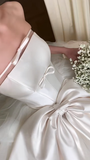 Niulatu Ball Gown Strqpless Satin Tulle Long Wedding Dresses HZ1110