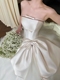 Niulatu Ball Gown Strqpless Satin Tulle Long Wedding Dresses HZ1110