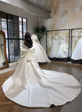 Niulatu Ball Gown V Neck Satin Lace Long Sleeves With Veil Long Wedding Dresses HZ1110