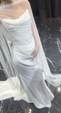 Niulatu Mermaid Strapless White Chiffon Tulle Long Wedding Dresses HZ1110