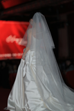 Niulatu A Line Off The Shoulder Satin With Veil Long Wedding Dresses HZ1110