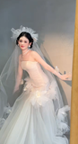 Niulatu Mermaid Strapless Tulle With Veil Gloves Long Wedding Dresses HZ1110