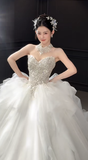 Niulatu Ball Gown Sweetheart Tulle Sequin Long Wedding Dresses HZ1110