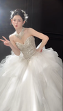 Niulatu Ball Gown Sweetheart Tulle Sequin Long Wedding Dresses HZ1110