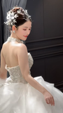 Niulatu Ball Gown Sweetheart Tulle Sequin Long Wedding Dresses HZ1110