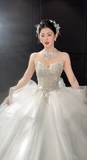Niulatu Ball Gown Sweetheart Tulle Sequin Long Wedding Dresses HZ1110