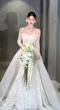 Niulatu Mermaid Off The Shoulder Lace Long Sleeves Long Wedding Dresses HZ1110