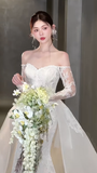 Niulatu Mermaid Off The Shoulder Lace Long Sleeves Long Wedding Dresses HZ1110