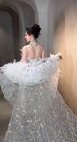 Niulatu Mermaid Strapless Tulle Sequin With Cape Long Wedding Dresses HZ1110