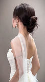 Niulatu Elegant Mermaid Strapless Chiffon Long Wedding Dresses HZ1110