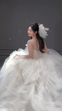 Niulatu Ball Gown Strapless Tulle Long Wedding Dresses HZ1110