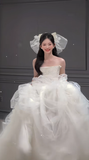 Niulatu Ball Gown Strapless Tulle Long Wedding Dresses HZ1110