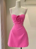Niulatu A Line Straps Pink 18th Birthday Dress Short Homecoming Dresses HZ1110