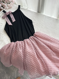 Niulatu 19th A Line Halter Satin Chiffon Polka Dots Short Homecoming Dress Birthday Outfits HZ1110