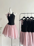 Niulatu 19th A Line Halter Satin Chiffon Polka Dots Short Homecoming Dress Birthday Outfits HZ1110