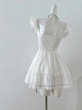Niulatu 16th White A Line Sweetheart Satin Short Homecoming Dress Birthday Outfits HZ1110