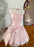 Niulatu 16th Pink A Line Spaghetti Straps Satin Beads Short Homecoming Dress Birthday Outfits HZ1110