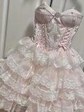 Niulatu 16th Pink Ball Gown Spaghetti Straps Satin Lace Short Homecoming Dress Birthday Outfits HZ1110