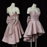 Niulatu 17th Pink A Line Spaghetti Straps Satin Back With Bow Short Homecoming Dress Birthday Outfits HZ1110