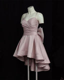Niulatu 17th Pink A Line Spaghetti Straps Satin Back With Bow Short Homecoming Dress Birthday Outfits HZ1110